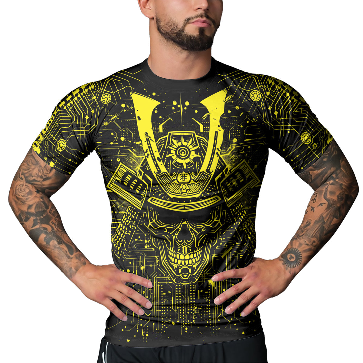 Rashninja Cyber Neon Matrix Men's Short Sleeve Rash Guard