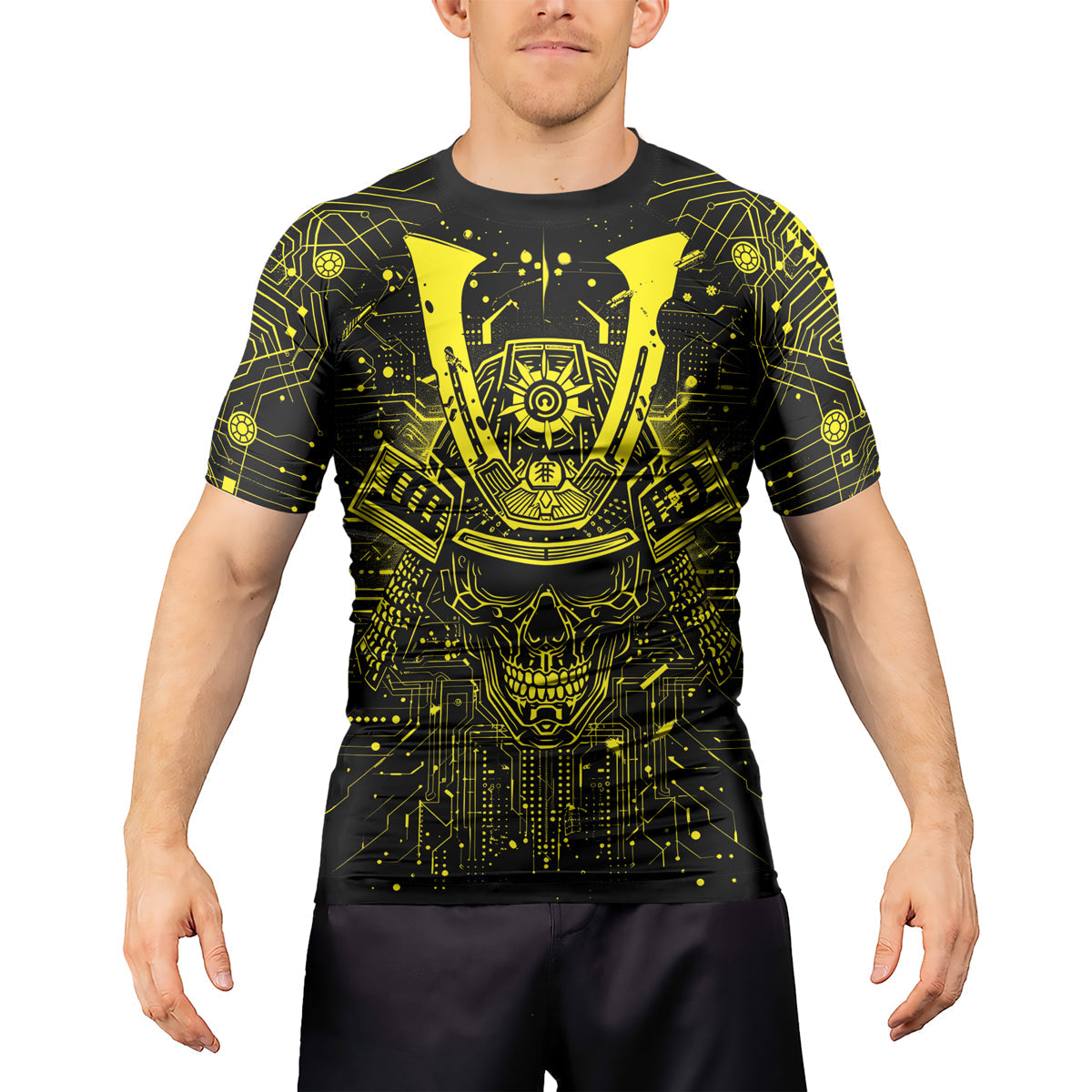 Rashninja Cyber Neon Matrix Men's Short Sleeve Rash Guard