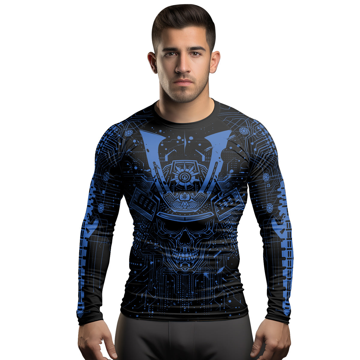 Rashninja Cyber Neon Matrix Men's Long Sleeve Rash Guard
