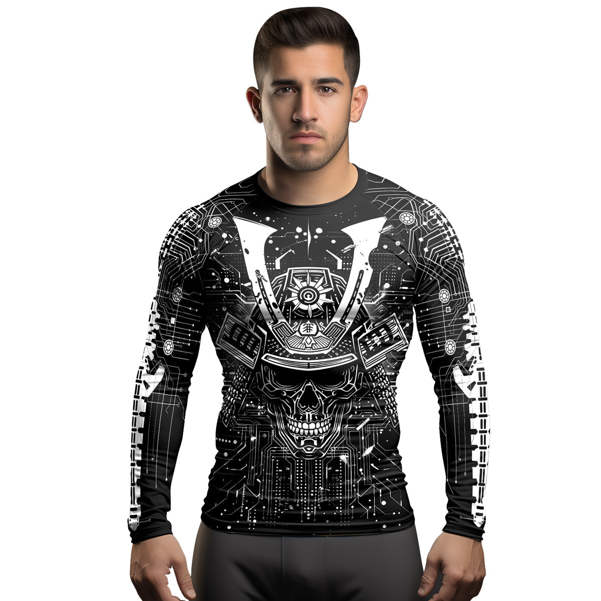 Rashninja Cyber Neon Matrix Men's Long Sleeve Rash Guard