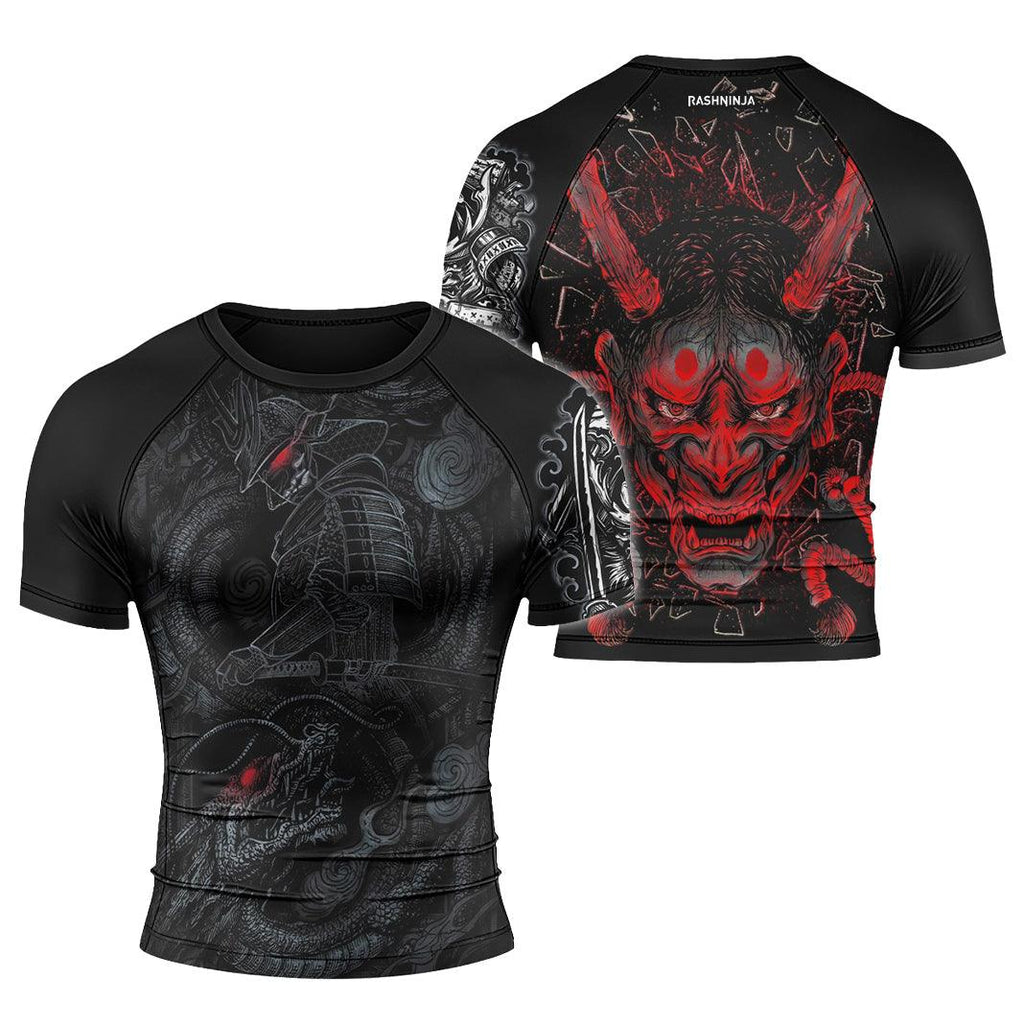 Rashninja Dragon Samurai Oni Men's Short Sleeve Rash Guard