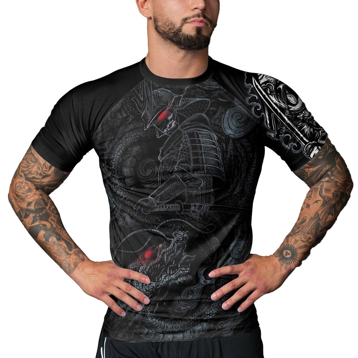 Rashninja Dragon Samurai Oni Men's Short Sleeve Rash Guard