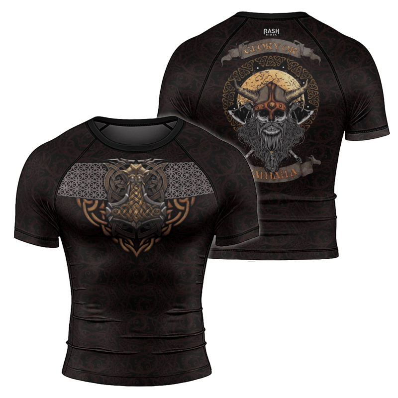 Rashninja Glory Or Valhalla Men's Short Sleeve Rash Guard
