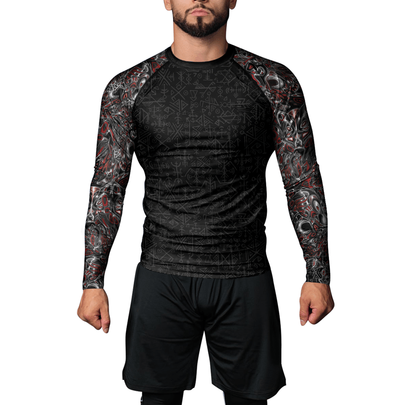 Rashninja Howling Wolf Men's Long Sleeve Rash Guard