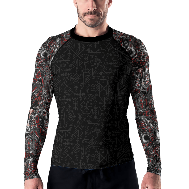 Rashninja Howling Wolf Men's Long Sleeve Rash Guard