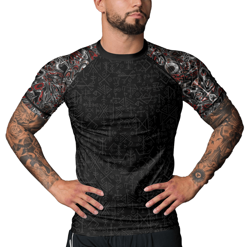 Rashninja Howling Wolf Men's Short Sleeve Rash Guard