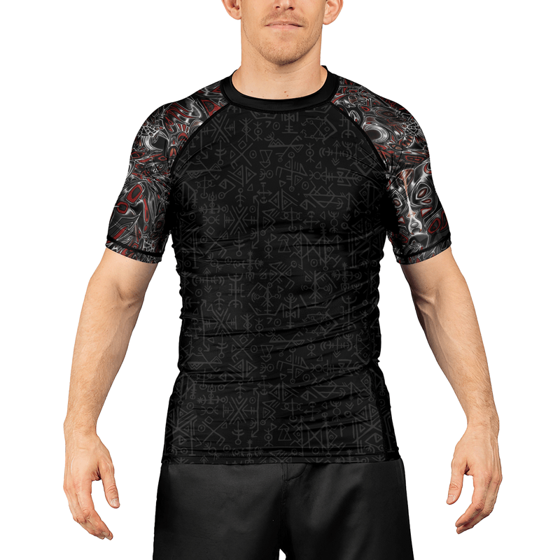 Rashninja Howling Wolf Men's Short Sleeve Rash Guard