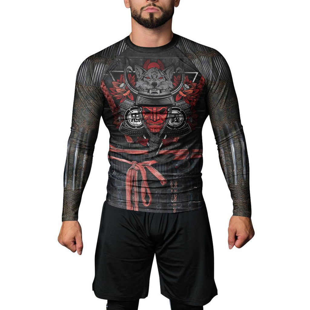 Rashninja Samurai Wolf Men's Long Sleeve Rash Guard