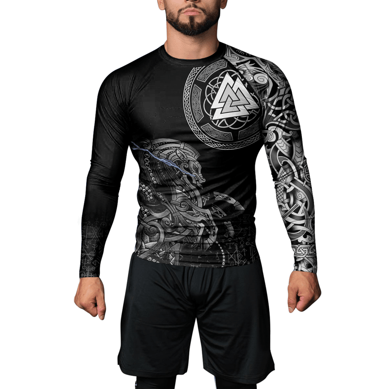 Rashninja Sleipnir Odin Horse Men's Long Sleeve Rash Guard