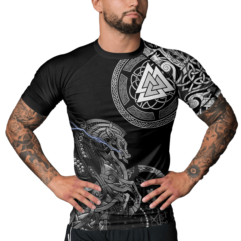Rashninja Sleipnir Odin Horse Men's Short Sleeve Rash Guard