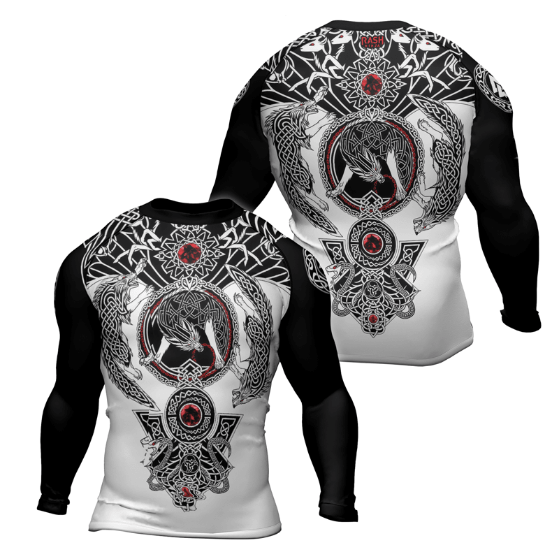Rashninja Viking And Wolf Men's Long Sleeve Rash Guard