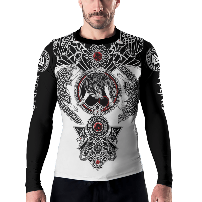 Rashninja Viking And Wolf Men's Long Sleeve Rash Guard