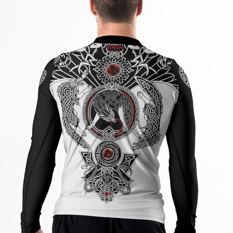 Rashninja Viking And Wolf Men's Long Sleeve Rash Guard
