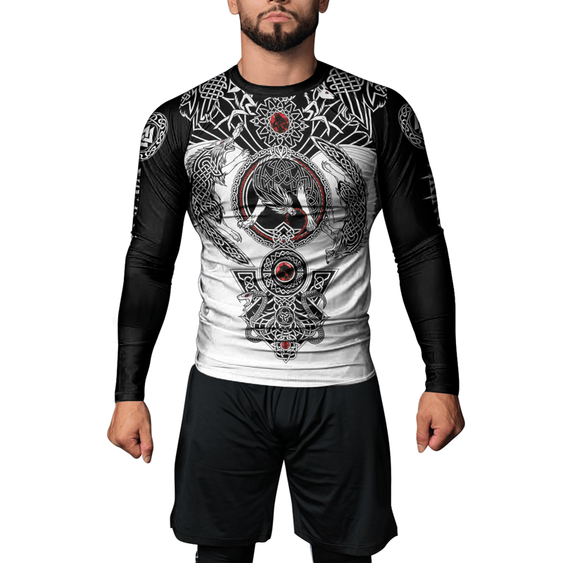 Rashninja Viking And Wolf Men's Long Sleeve Rash Guard