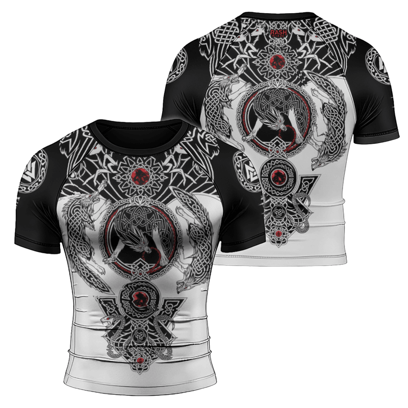 Rashninja Viking And Wolf Men's Short Sleeve Rash Guard