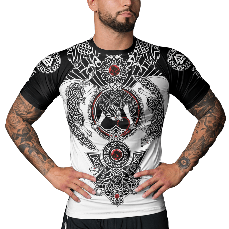 Rashninja Viking And Wolf Men's Short Sleeve Rash Guard
