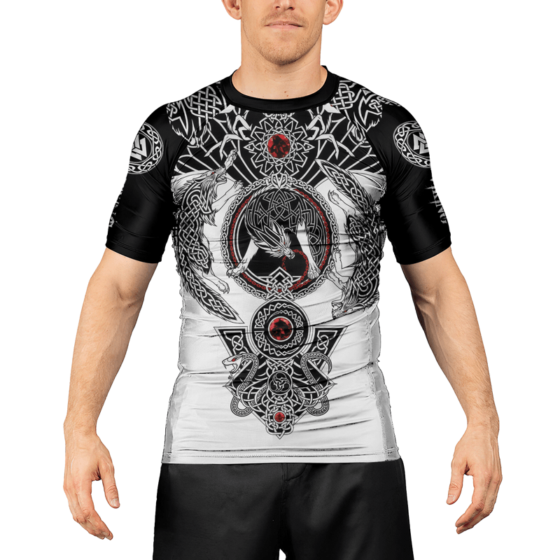 Rashninja Viking And Wolf Men's Short Sleeve Rash Guard
