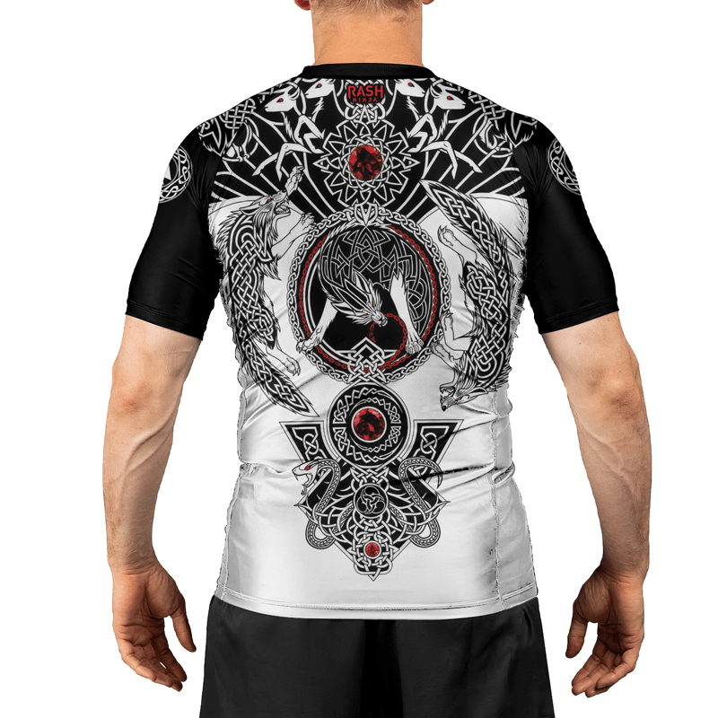 Rashninja Viking And Wolf Men's Short Sleeve Rash Guard