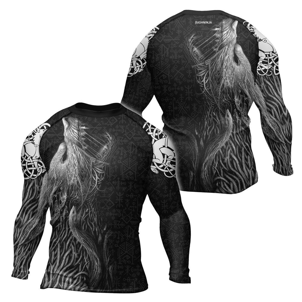 Rashninja Viking Howling Wolf Men's Long Sleeve Rash Guard