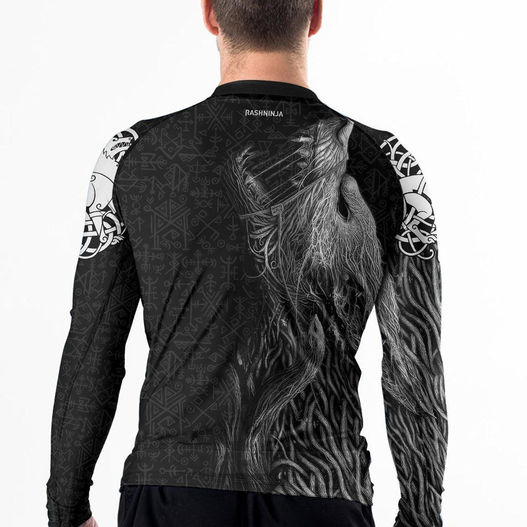 Rashninja Viking Howling Wolf Men's Long Sleeve Rash Guard