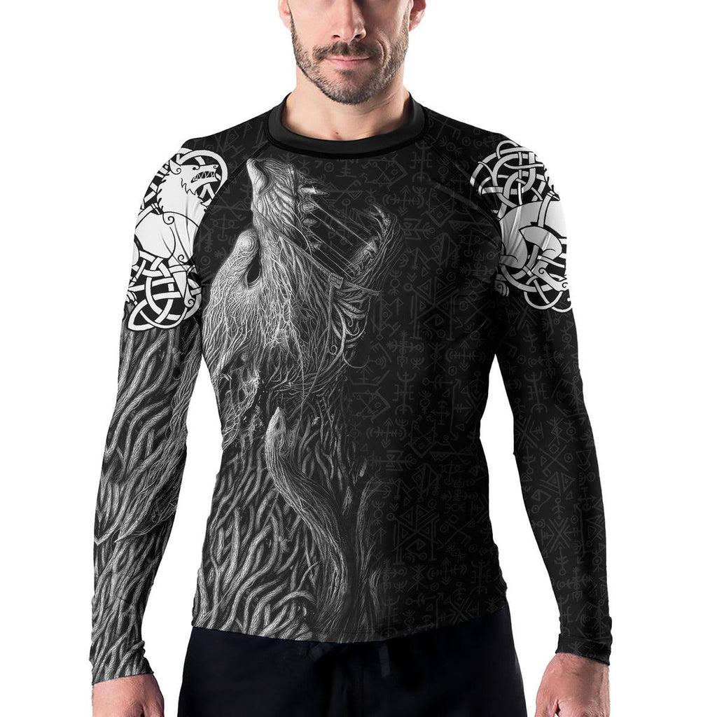 Rashninja Viking Howling Wolf Men's Long Sleeve Rash Guard