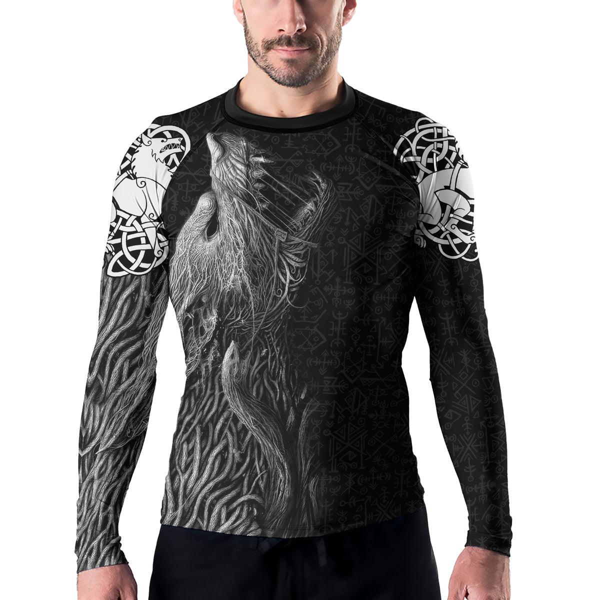 Rashninja Viking Howling Wolf Men's Long Sleeve Rash Guard