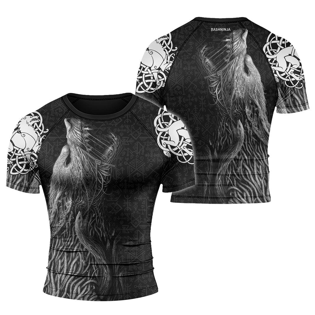 Rashninja Viking Howling Wolf Men's Short Sleeve Rash Guard