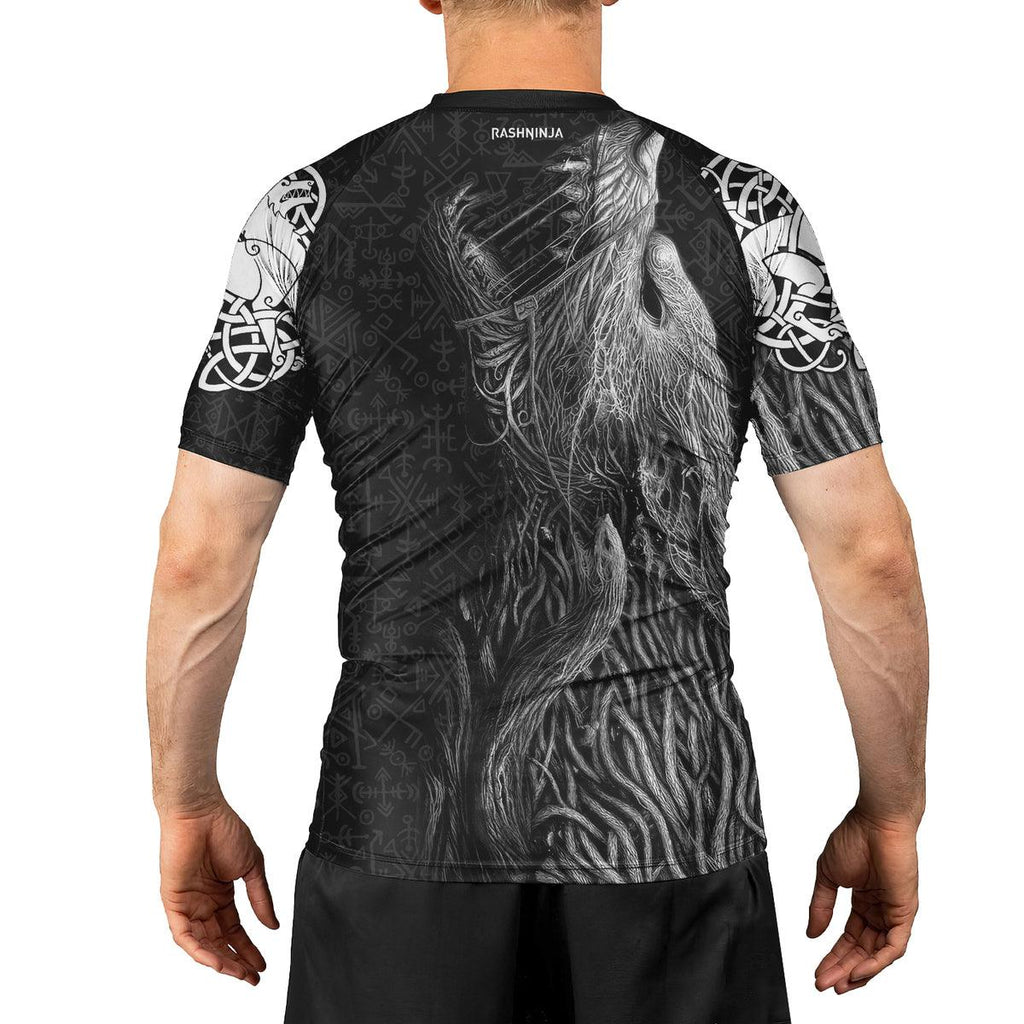 Rashninja Viking Howling Wolf Men's Short Sleeve Rash Guard