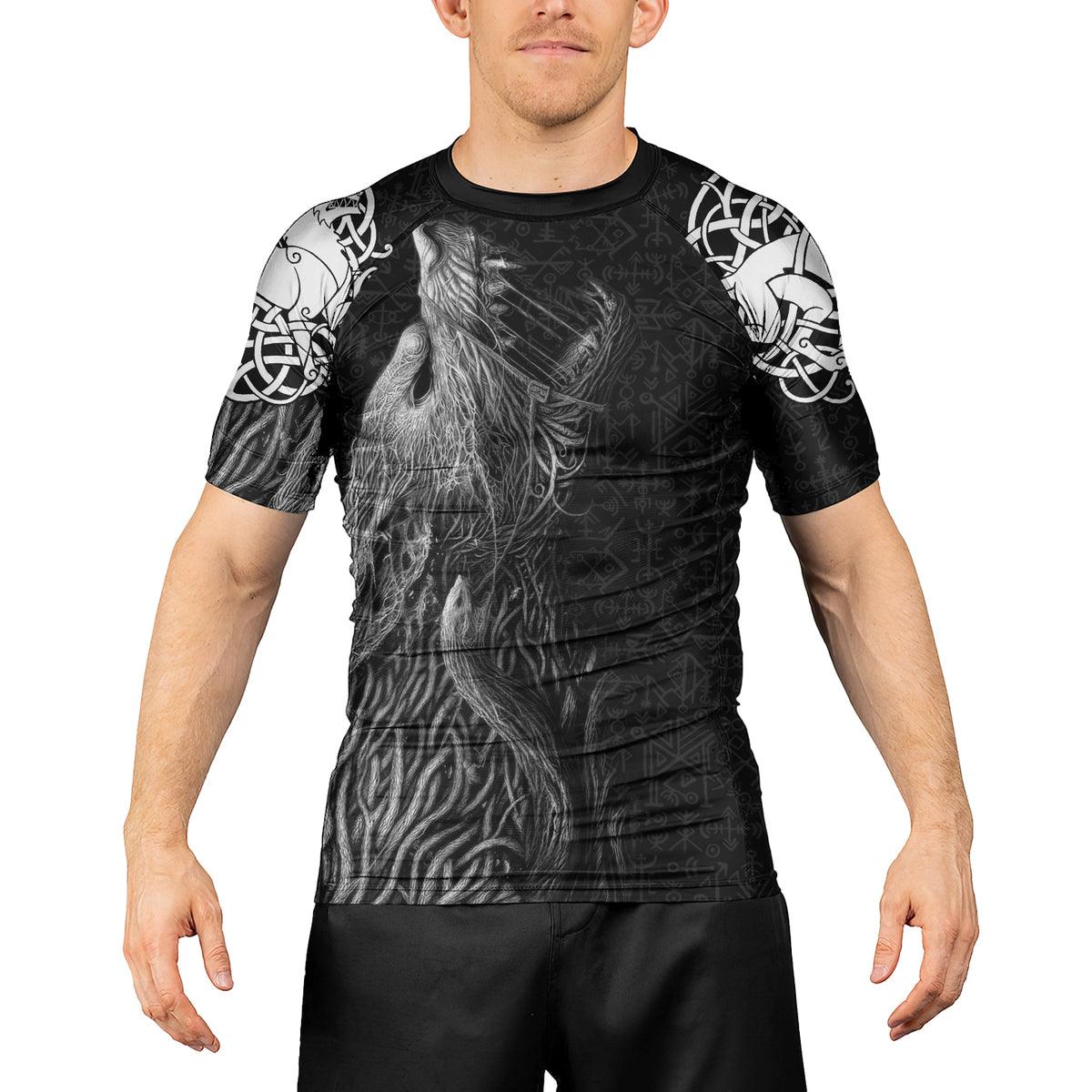 Rashninja Viking Howling Wolf Men's Short Sleeve Rash Guard