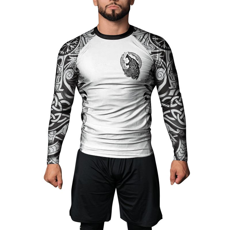 Rashninja Viking Wolf Fenrir Men's Long Sleeve Rash Guard