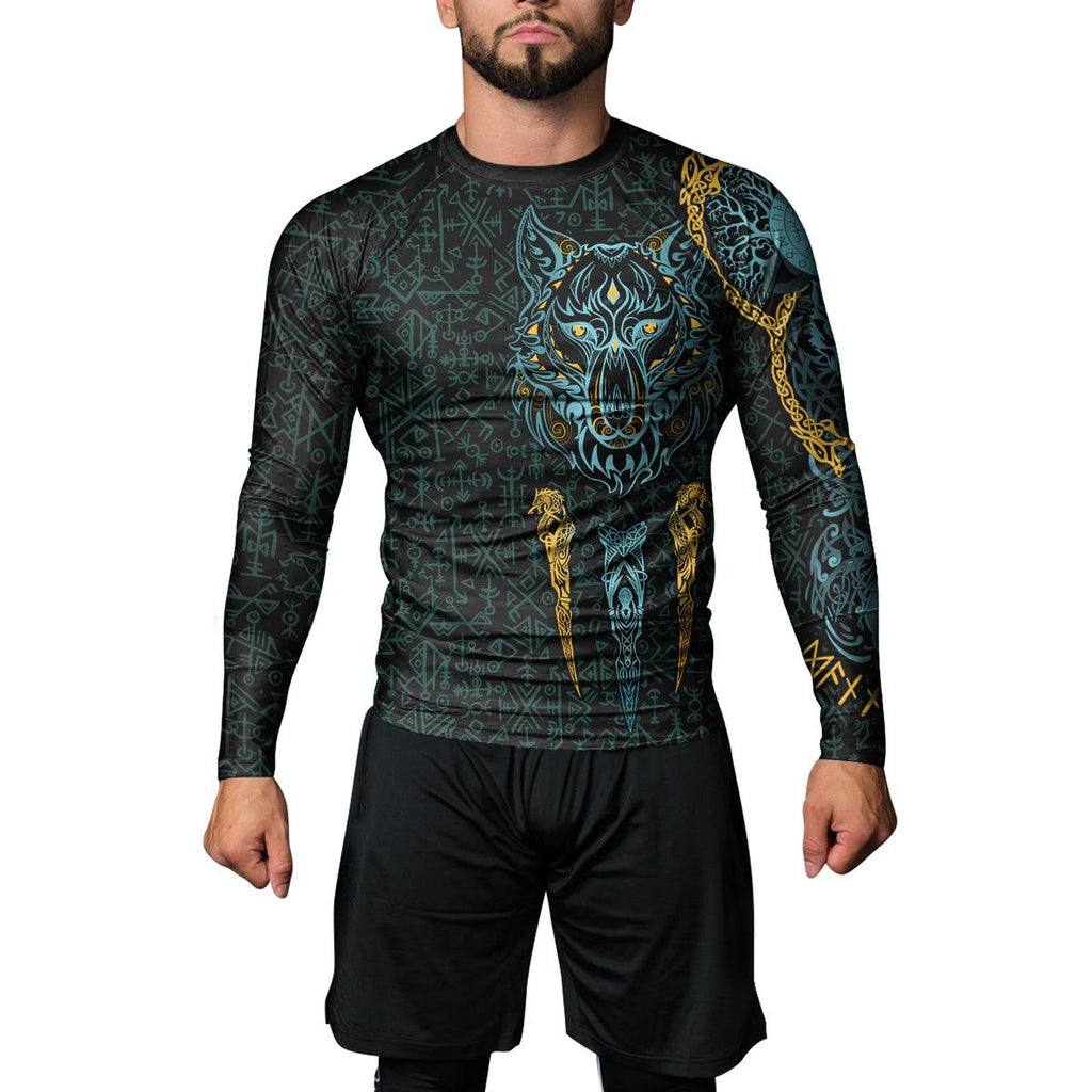 Rashninja Viking Wolf Men's Long Sleeve Rash Guard