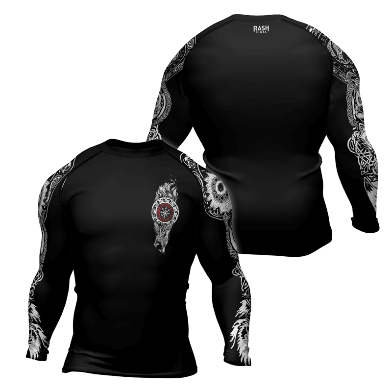 Rashninja Viking Wolf Symbol Fenrir Men's Long Sleeve Rash Guard