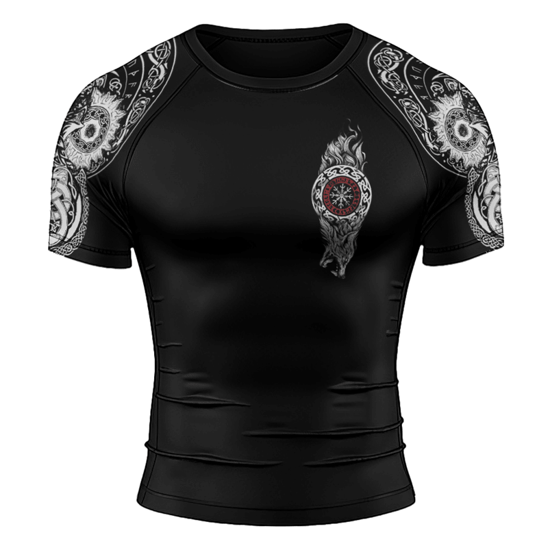 Rashninja Viking Wolf Symbol Men's Short Sleeve Rash Guard