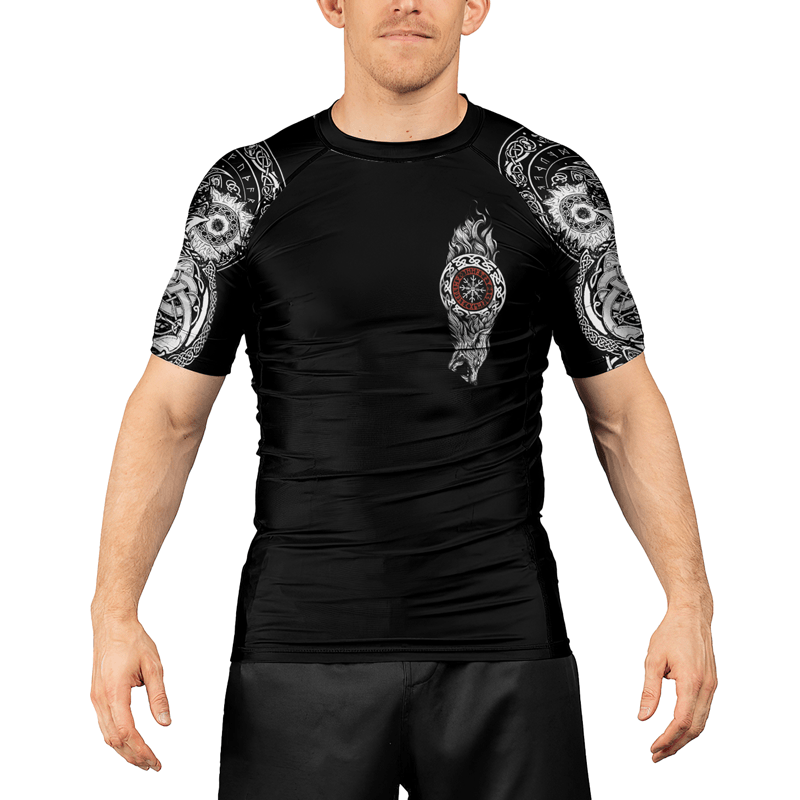 Rashninja Viking Wolf Symbol Men's Short Sleeve Rash Guard