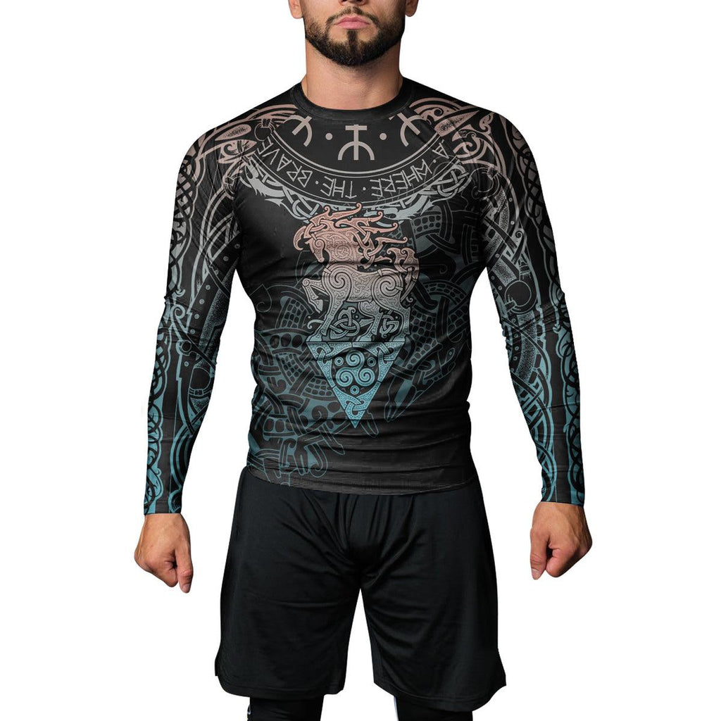Rashninja Warrior Horse Men's Long Sleeve Rash Guard