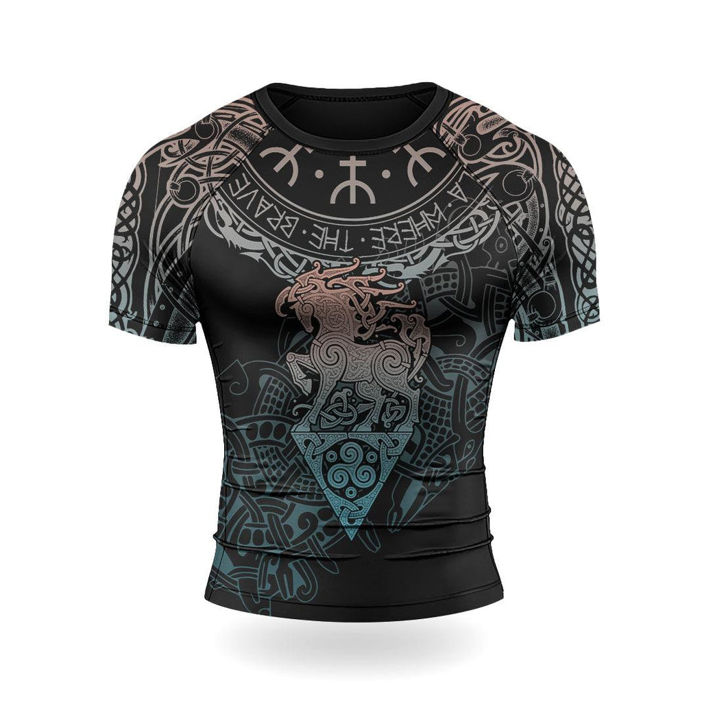 Rashninja Warrior Horse Men's Short Sleeve Rash Guard