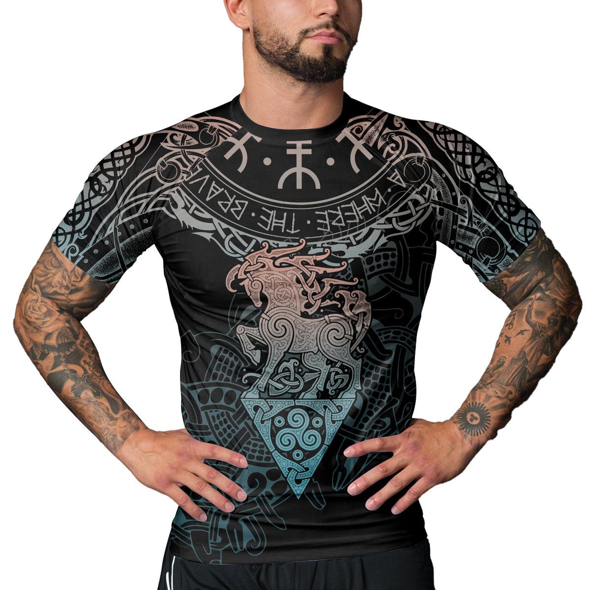 Rashninja Warrior Horse Men's Short Sleeve Rash Guard