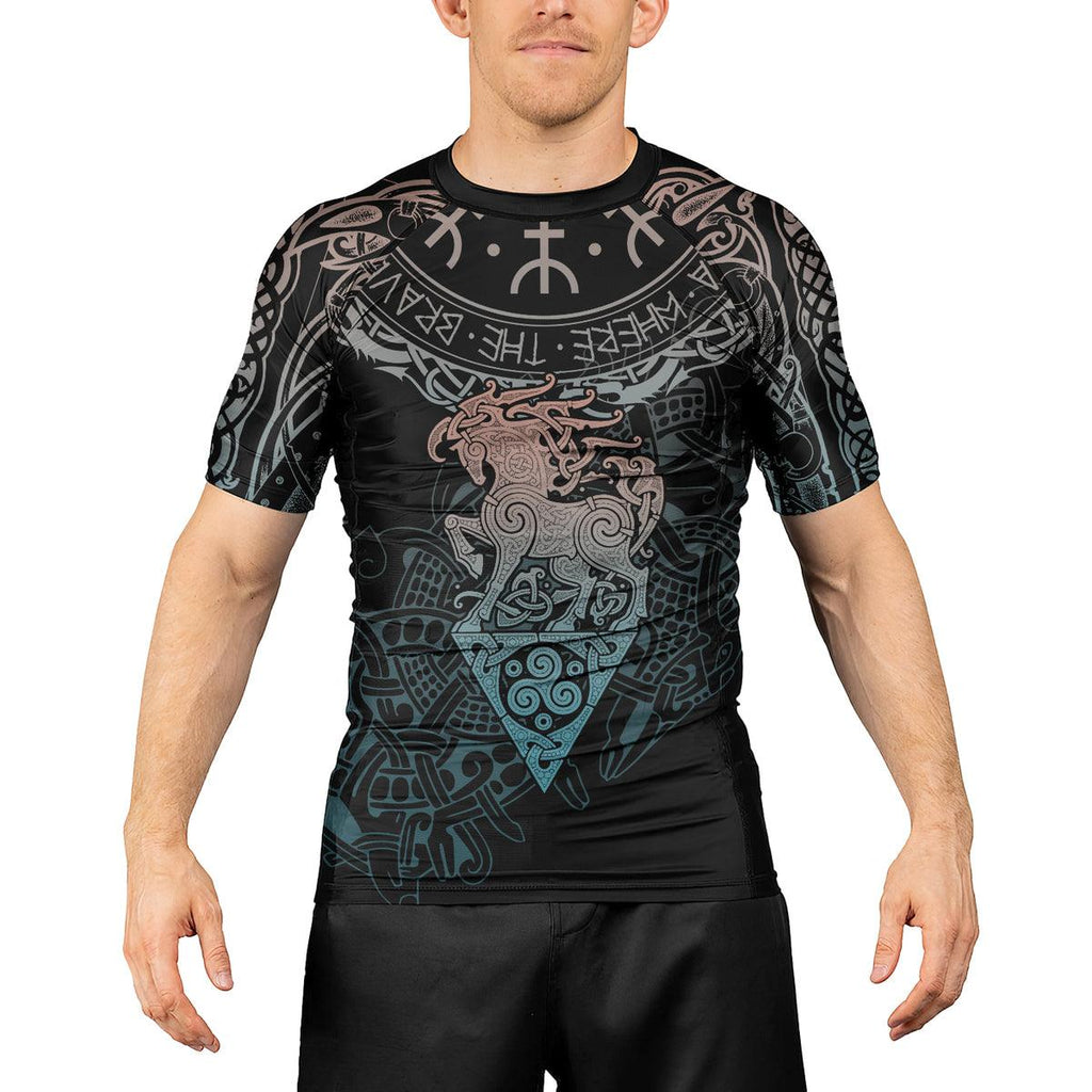 Rashninja Warrior Horse Men's Short Sleeve Rash Guard
