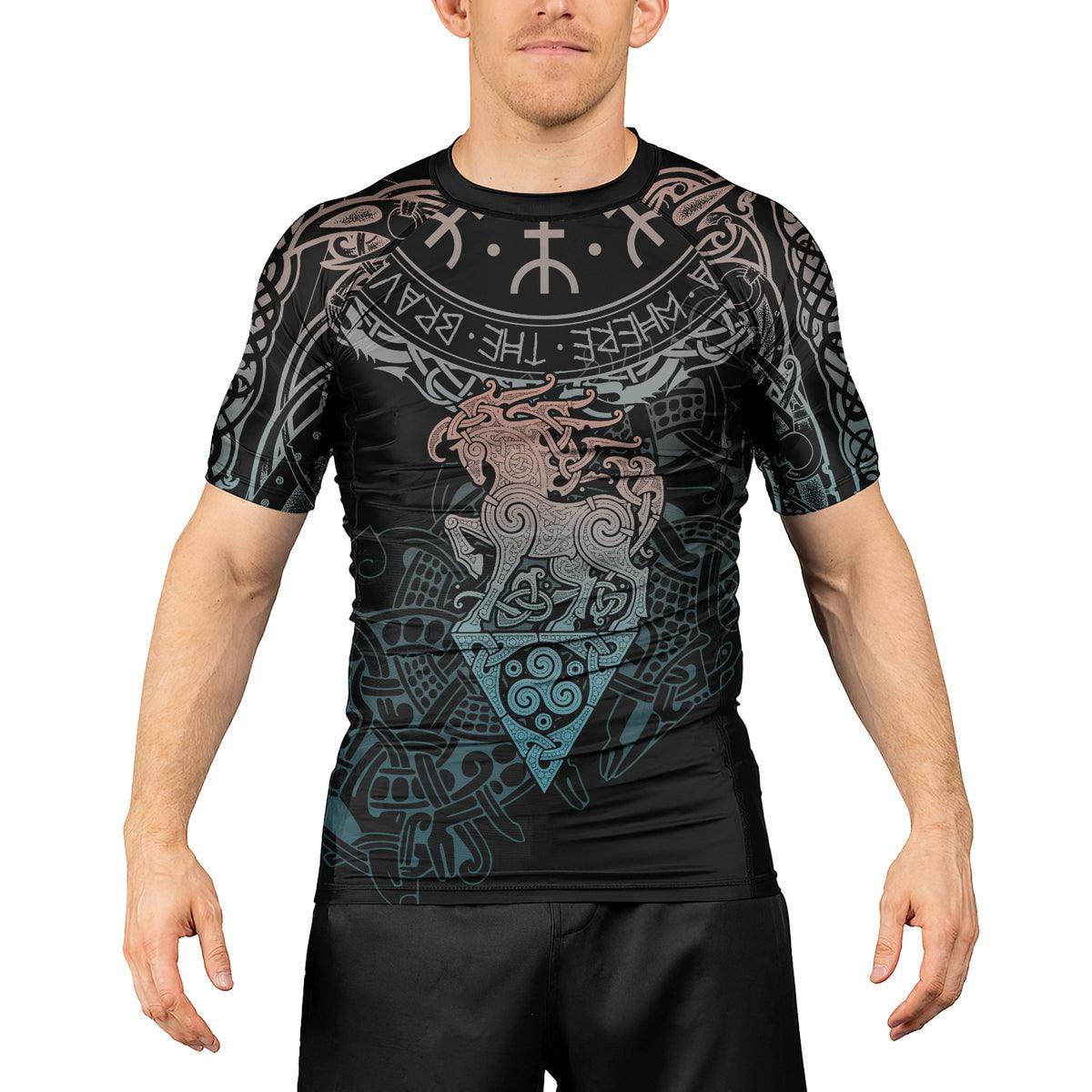 Rashninja Warrior Horse Men's Short Sleeve Rash Guard