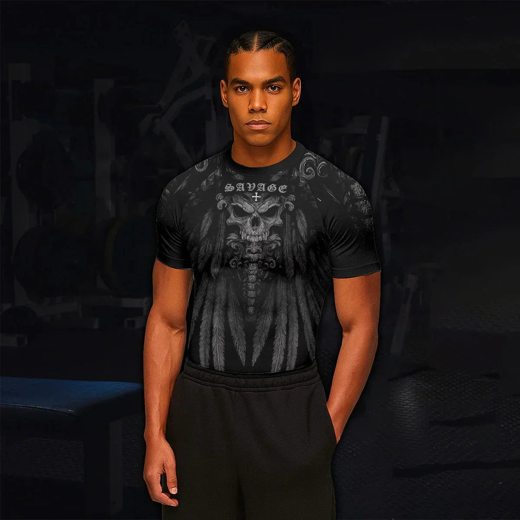 Savage Winged Skull Rash Guard