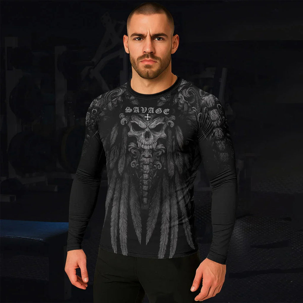 Savage Winged Skull Rash Guard