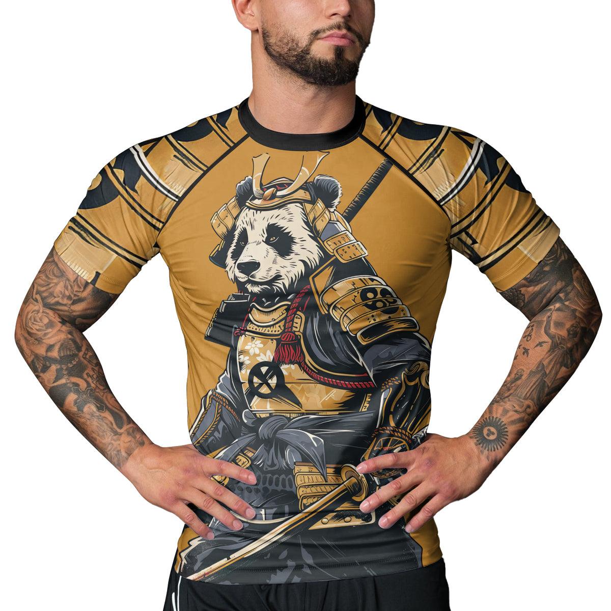 Rashninja Samurai Panda Strikes Men's Short Sleeve Rash Guard