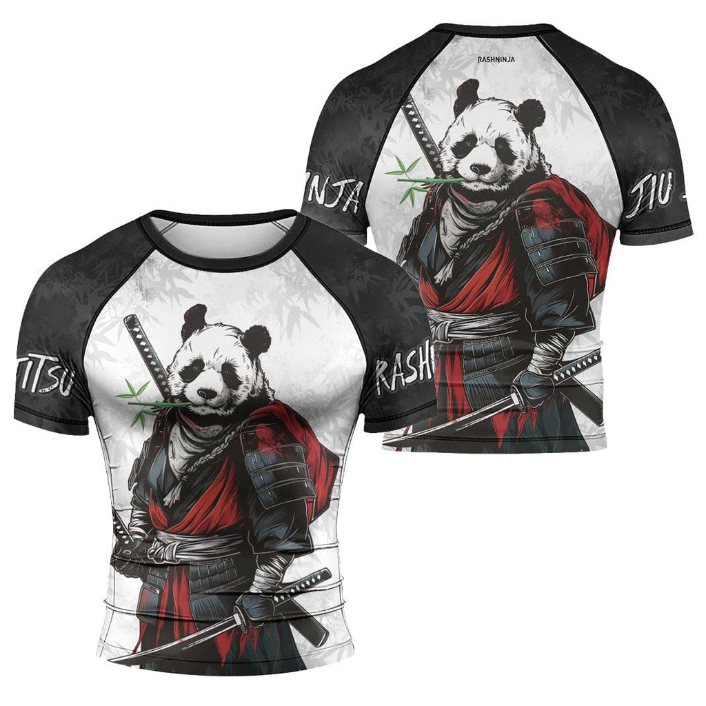 Rashninja Mystic Warrior Panda Samurai Men's Short Sleeve Rash Guard