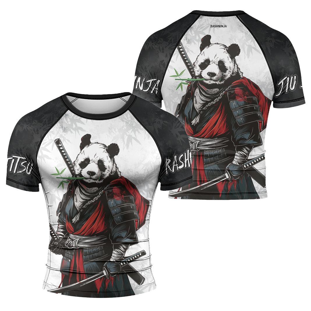 Rashninja Mystic Warrior Panda Samurai Men's Short Sleeve Rash Guard
