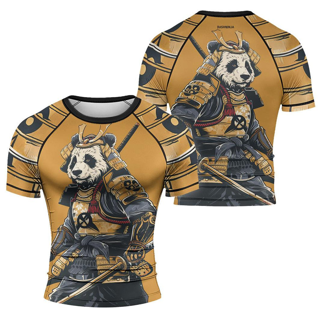 Rashninja Samurai Panda Strikes Men's Short Sleeve Rash Guard
