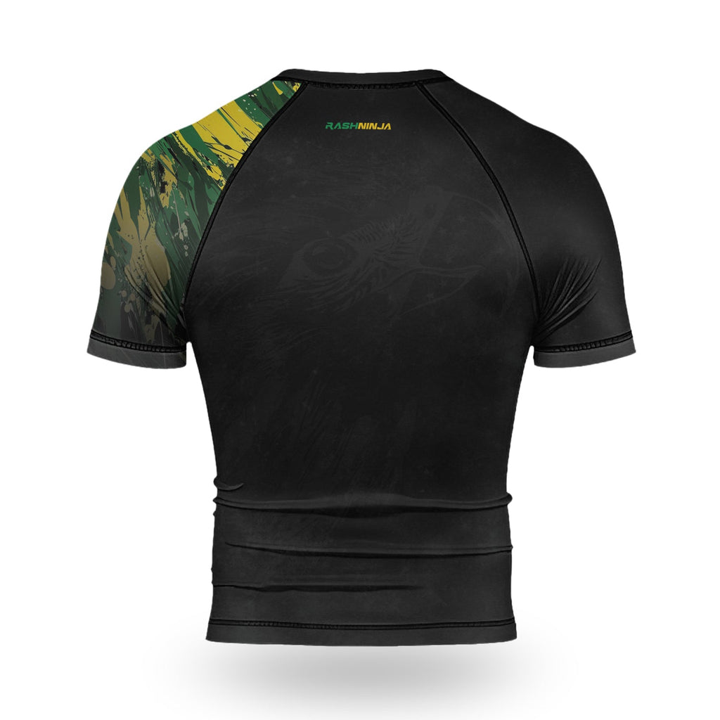 Rashninja Bird Warrior with Brazil Flag Men's Short Sleeve Rash Guard