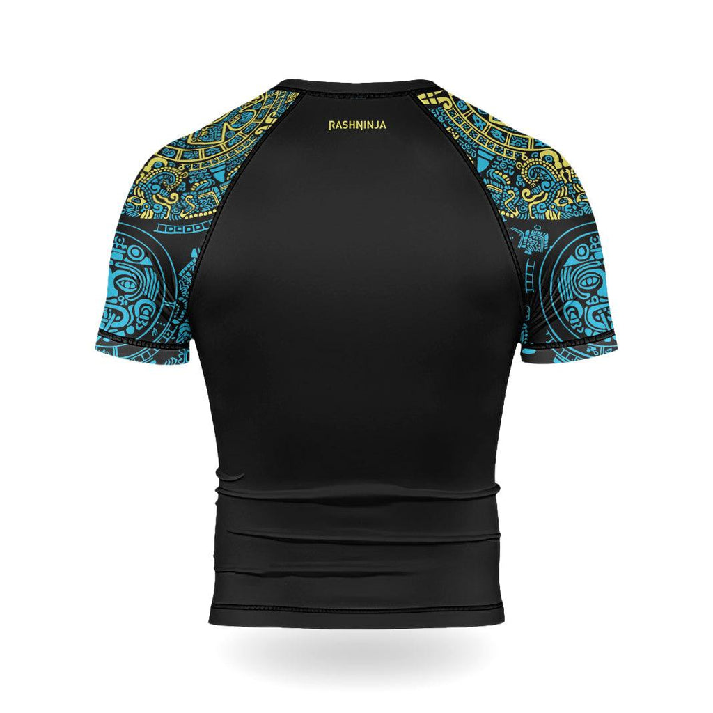 Rashninja Aztec Quetzalcoatl's Serpent Men's Short Sleeve Rash Guard
