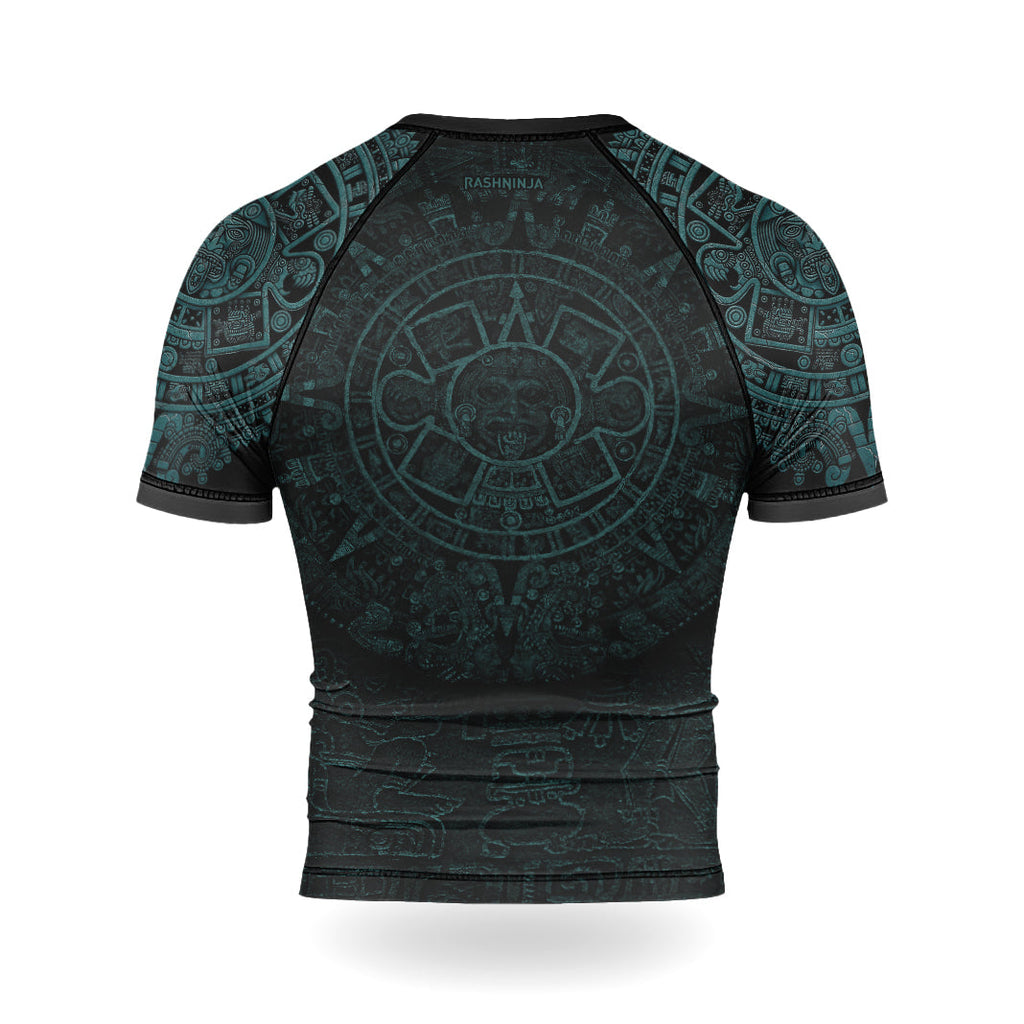 Rashninja Aztec Chief Cranium Men's Short Sleeve Rash Guard