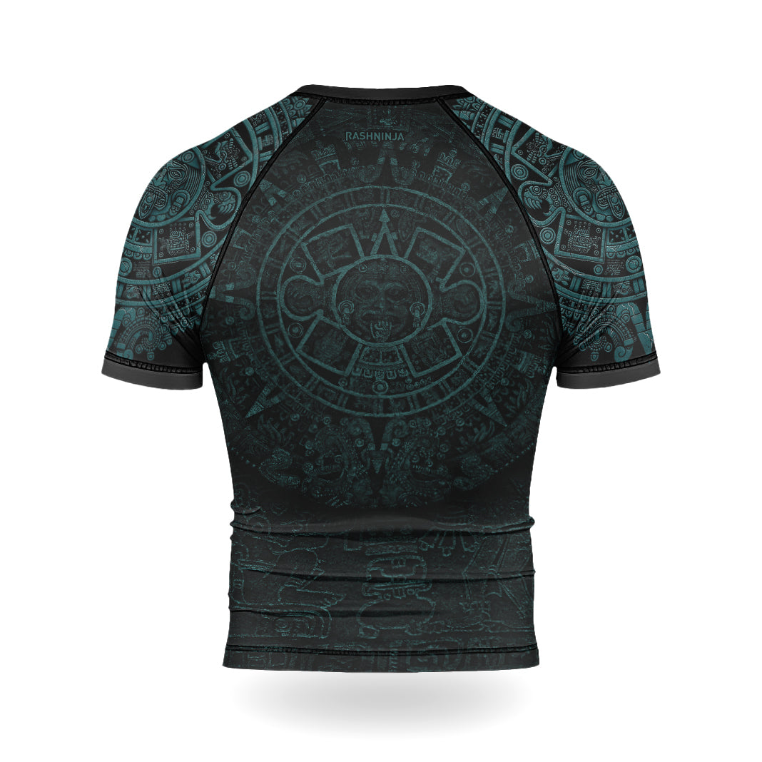 Rashninja Aztec Chief Cranium Men's Short Sleeve Rash Guard