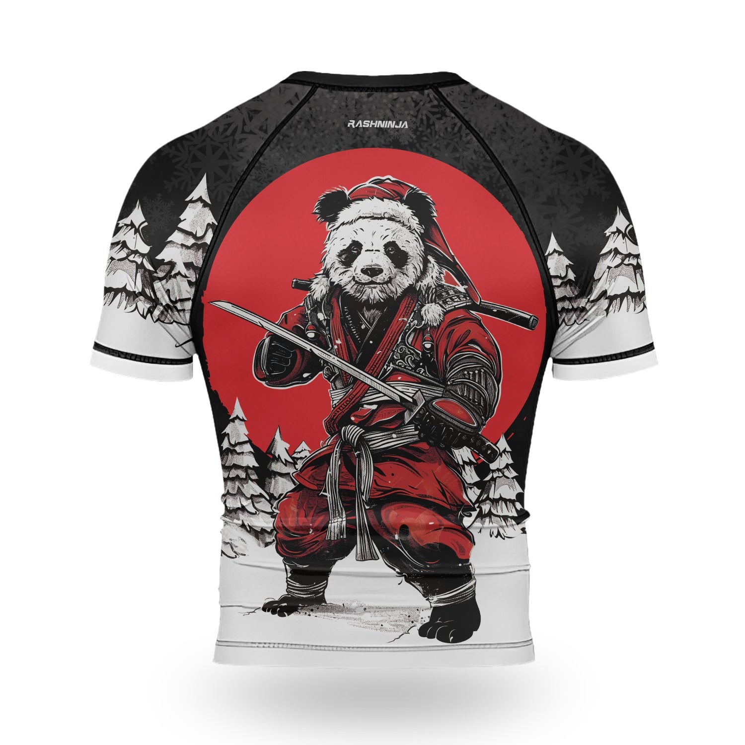 Rashninja Black Samurai Christmas Panda Men's Short Sleeve Rash Guard